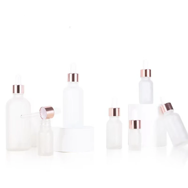 
Hot sale 10 g 15ml 20ml 30ml 50ml 100ml frosted oil essential packaging matte clear dropper bottles gold top 