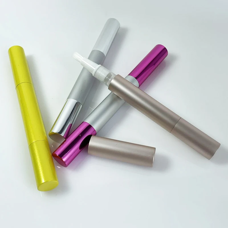 2ml 4ml Empty Aluminum Cosmetic Gold Twist Pen Lip Gloss Tubes With Brush Applicator