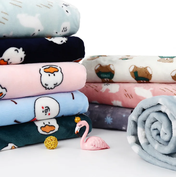 cartoon printed flannel fleece fabric 100% polyester for baby cushion covers blanket bathrobe