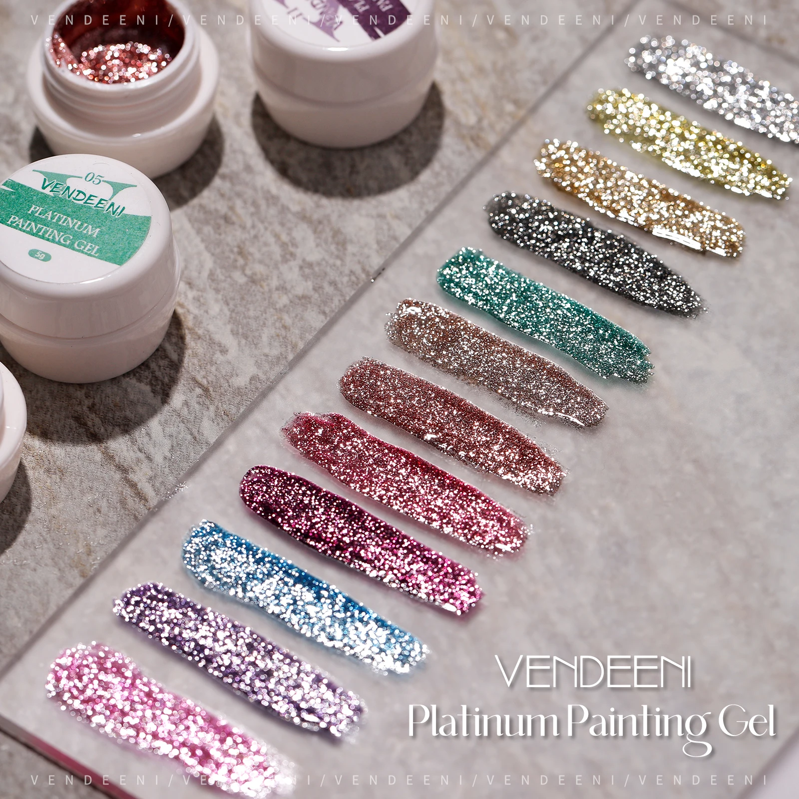 Vendeeni Private Label New Arrival Nail Art Product Soak Off Nail Painting Gel Polish Artistic Platinum Painting Gel