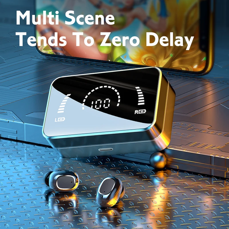  Hot Sell Mirror Led Smart Battery Display Earphone Tws Wireless Earphones Headphones Headsets Earbuds With 3500mah
