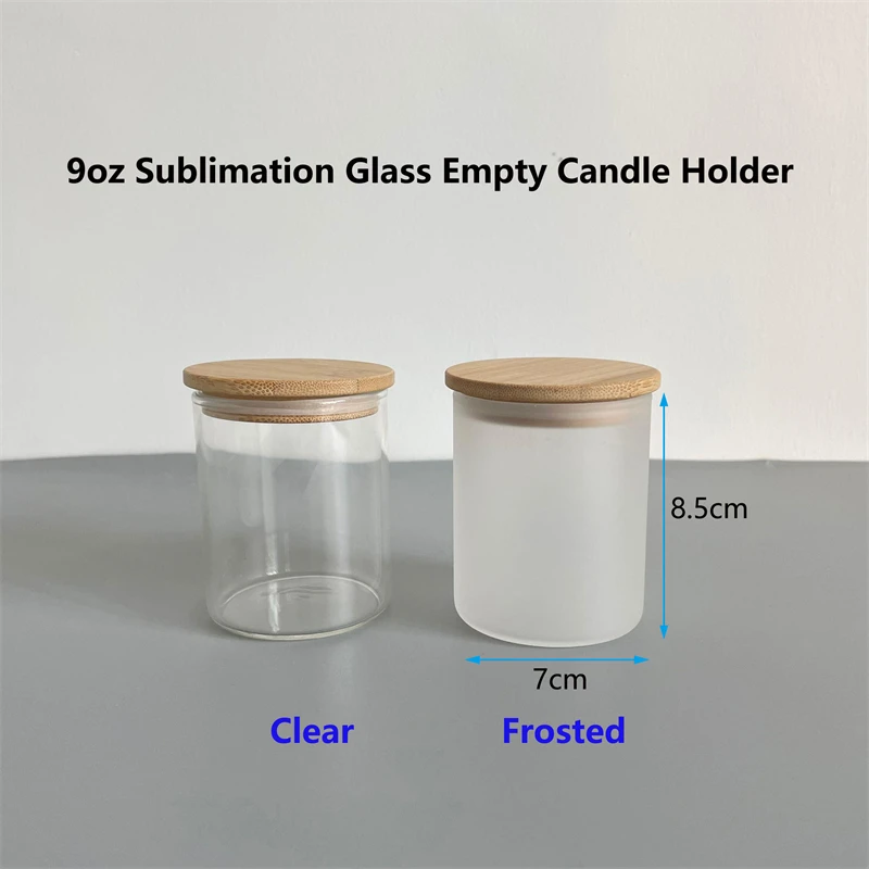 USA warehouse 9oz glass jar classic Dye sublimation frosted candle holder for White Sublimation Transfer