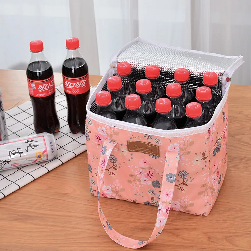 Korean Ins big capacity thermal lunch tote bag portable waterproof picnic storage cooler bag insulated lunch bag