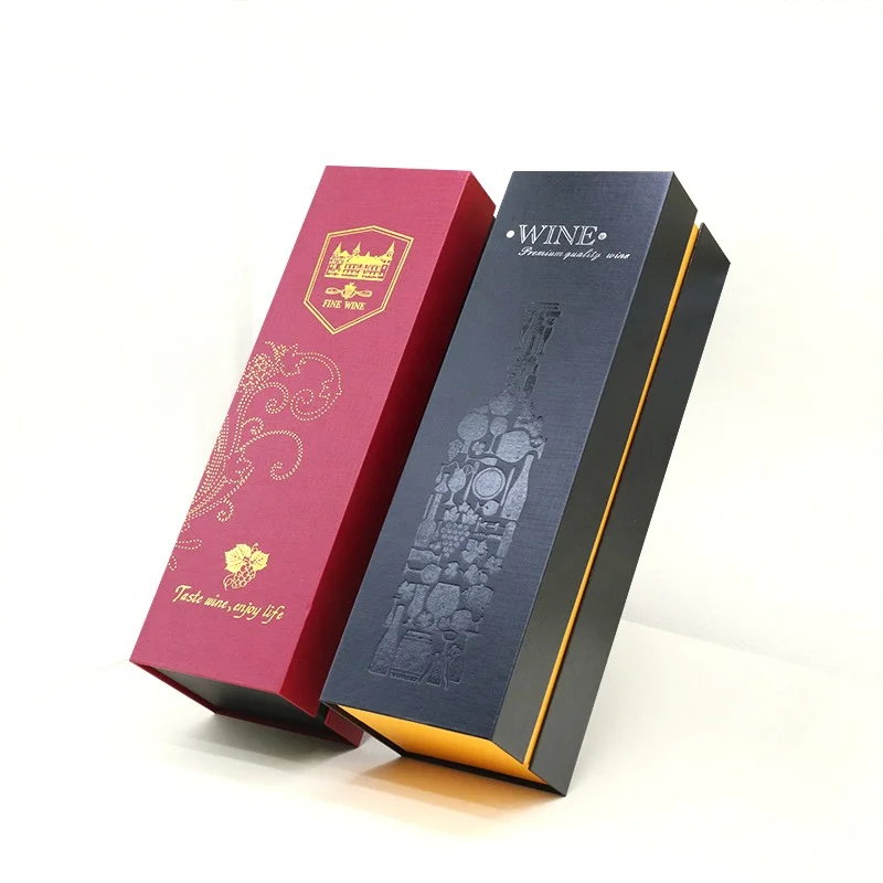 Chinese Factory Customized Luxurious Foil Logo Paperboard Rigid Red Wine Gift box Magnetic Box for Wine