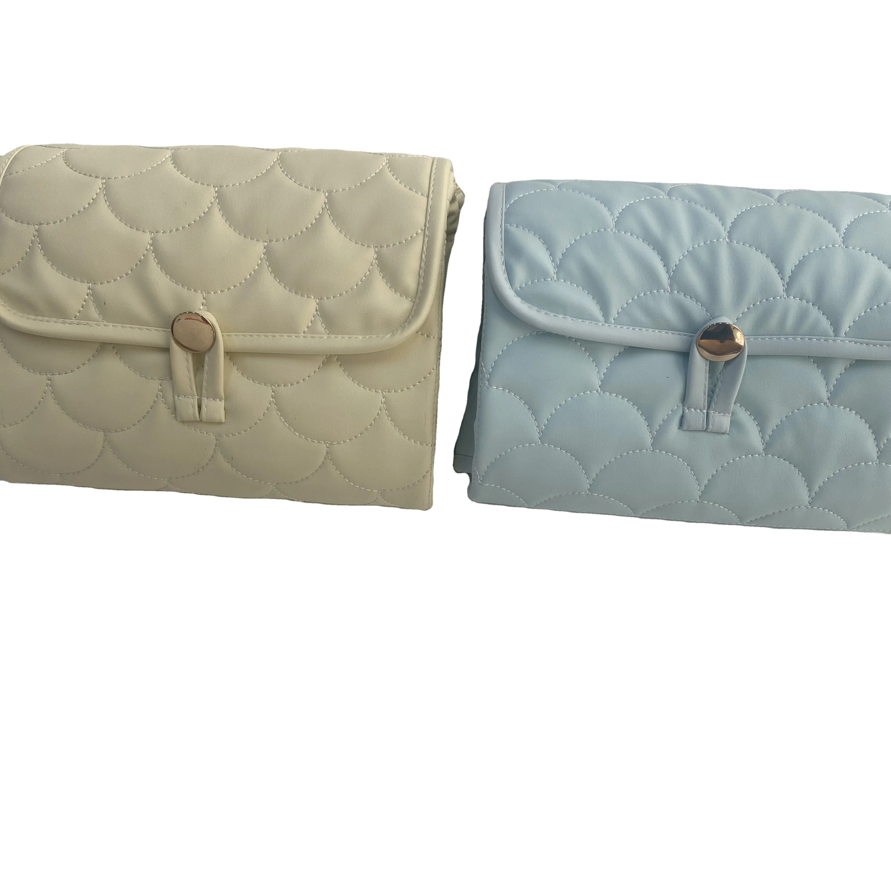 New product portable small bag Eco-friendly PU waterproof leather quilted changing pad bag