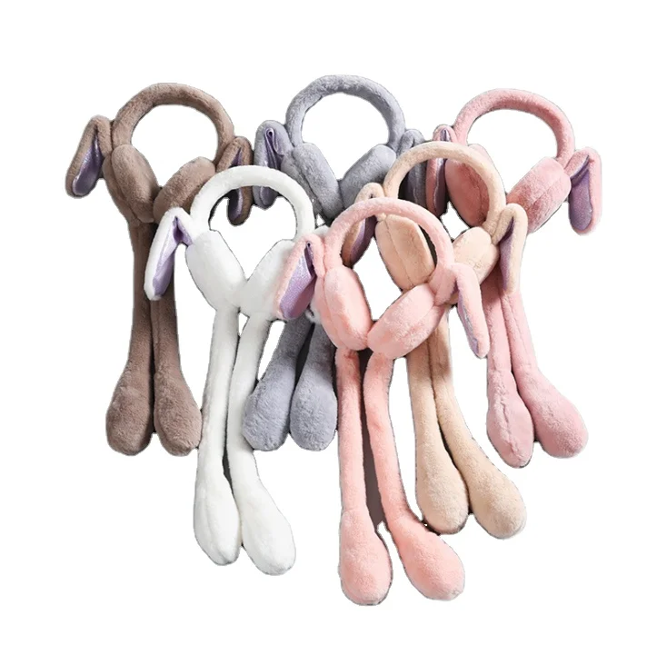 Hot Sale Outdoor Sport Festival Winter Warmth Party Funny Cute Rabbit Ear Moving Ear Muffs Women