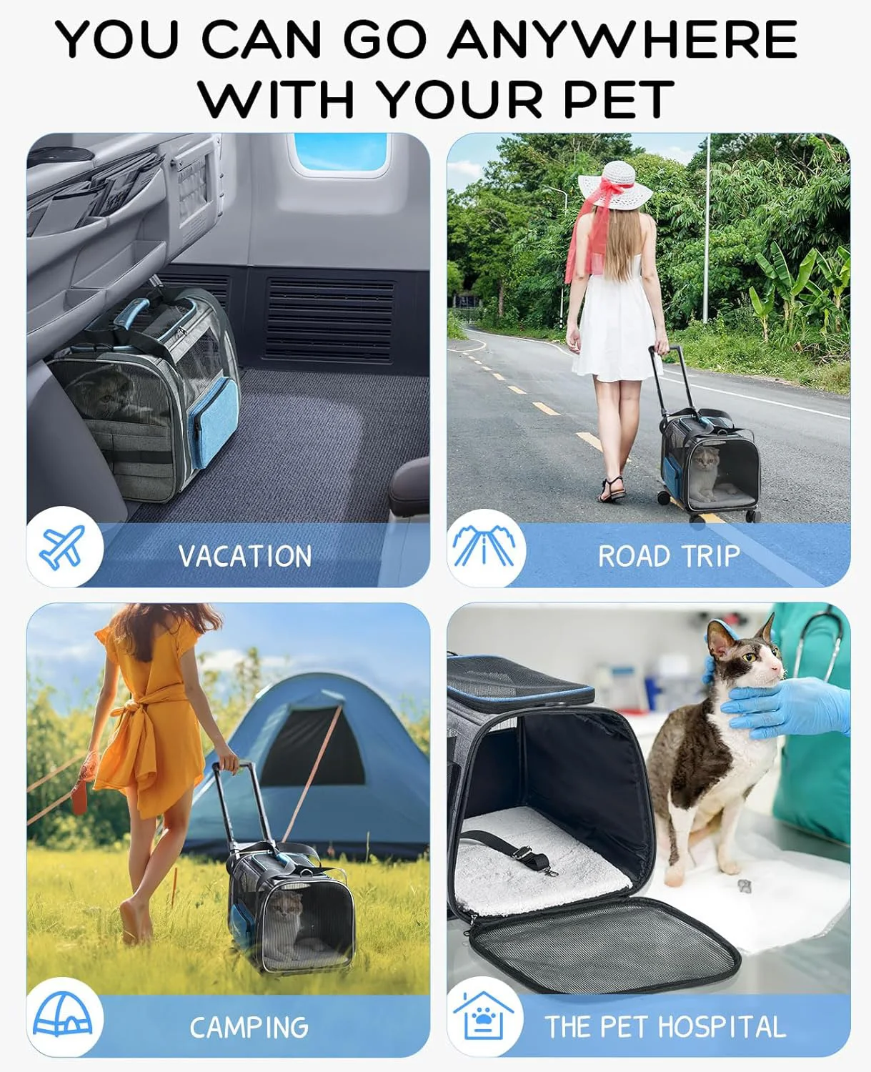 outdoor pet travel trolley carrier dog medical trolley pet carrier wheeled pet trolley case carrier