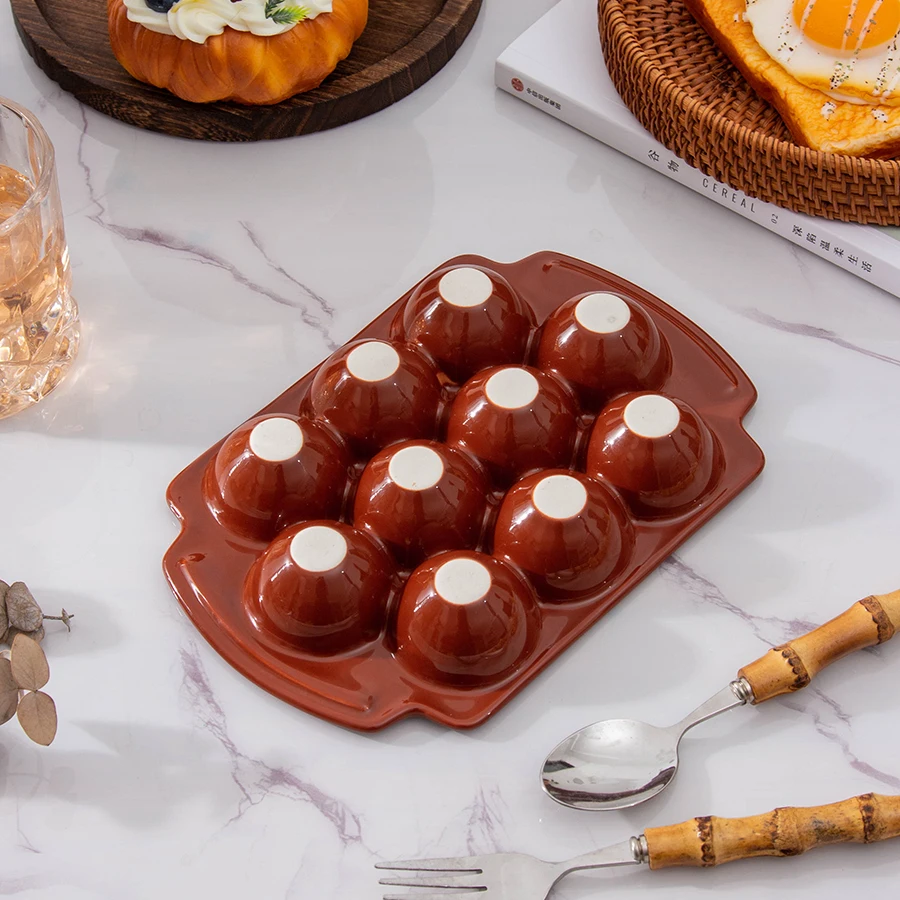 Customized ceramic roast snail pan French snail baking pan Microwave ceramic egg tray holder