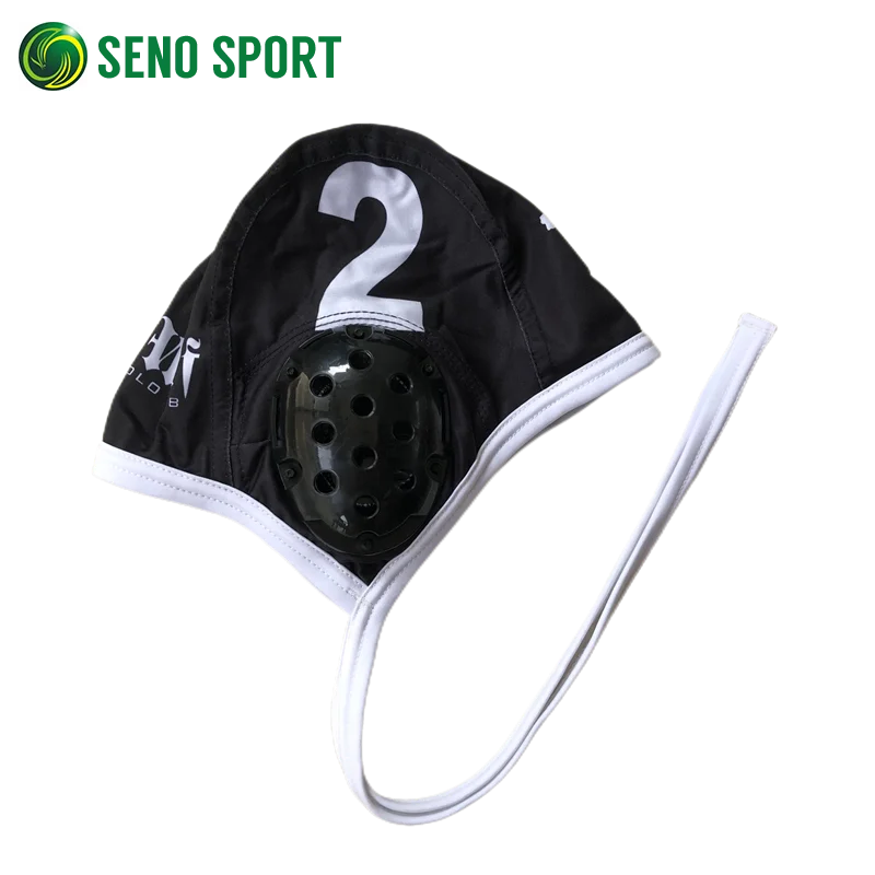 Black/White PBT Water Polo Field Cap With Numbers