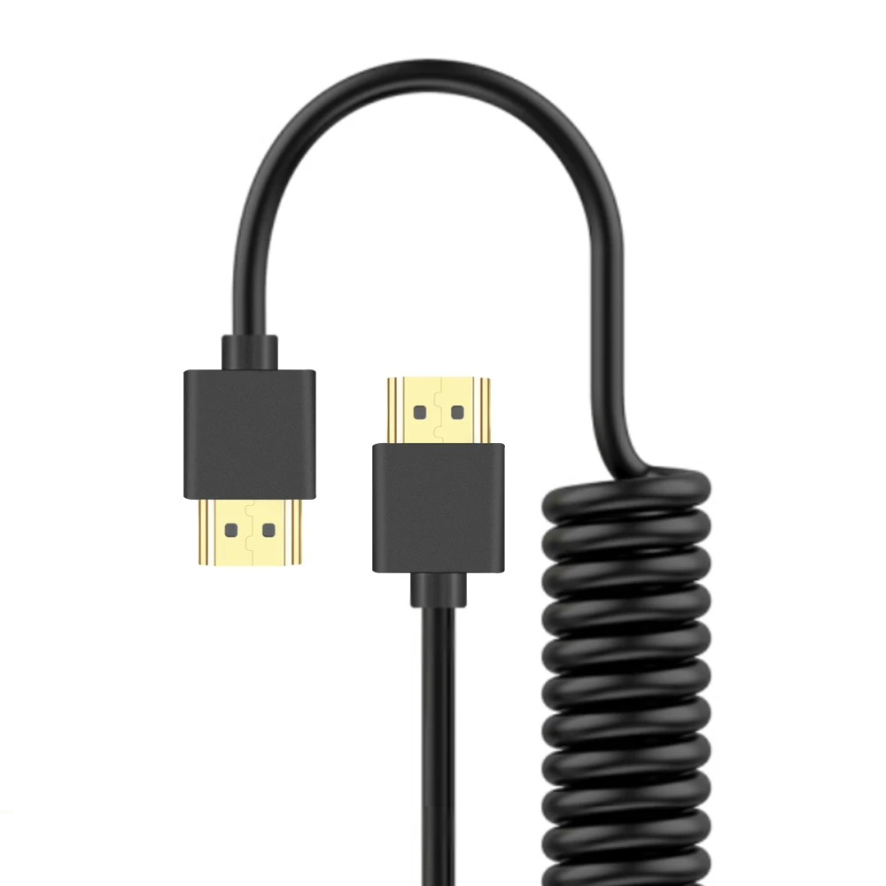 Doonjiey high quality 1080P  1m  1.8m HDTV Male to HDTV Male Cable Lead Cord Wire Spring coiled hdtv Cable