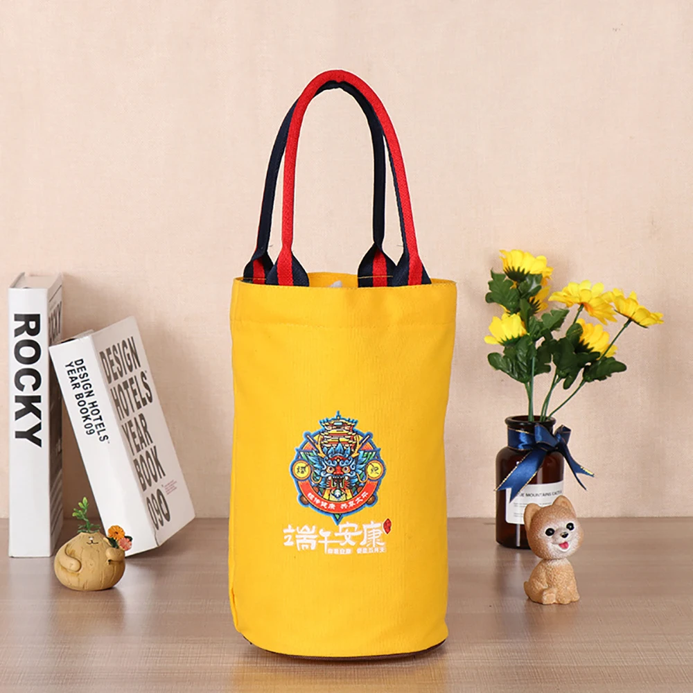 Китайская заводская цена, маленькая холщовая Хлопковая Сумка-тоут с принтом на заказ для бутылок