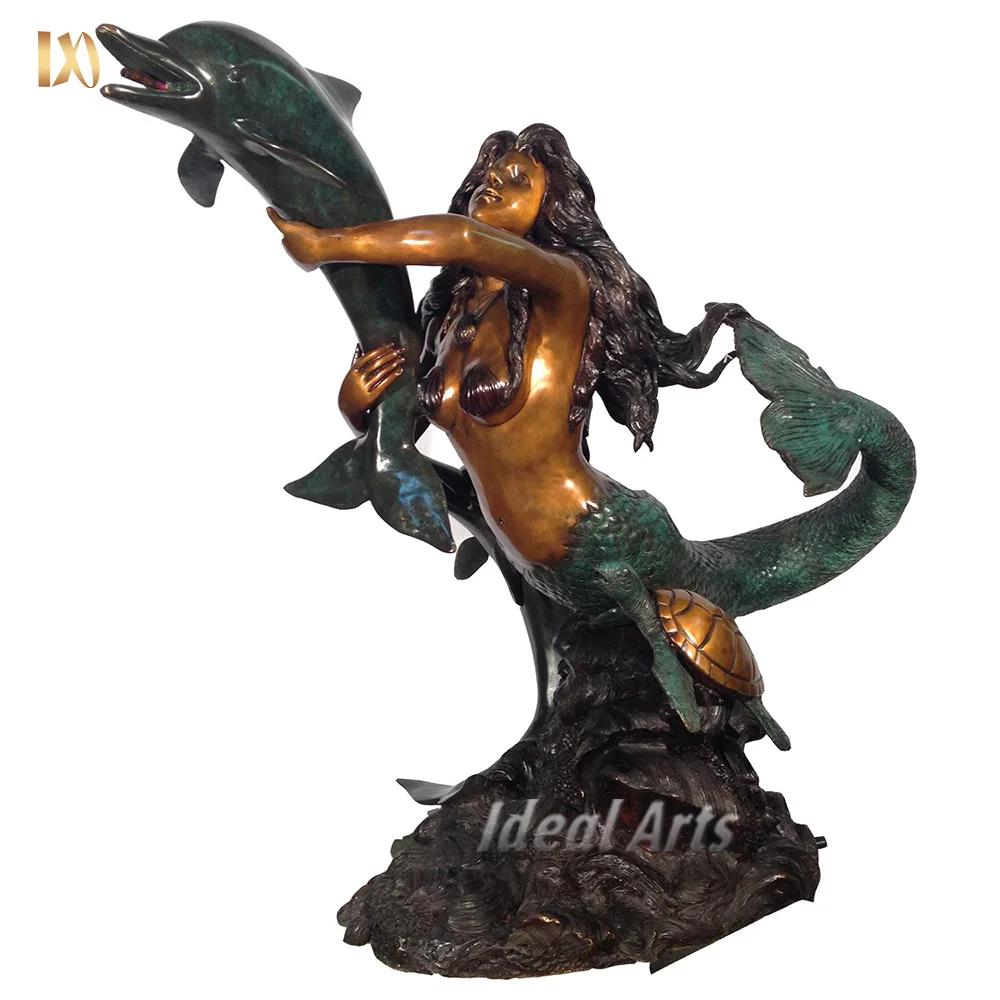 custommade home decor life size sexy woman bronze metal mermaid statue sculpture coffee table