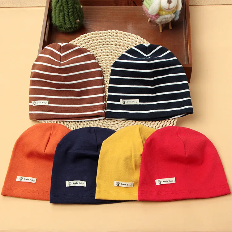 Thin spring And Autumn Cotton Knitted Hat Baby Hat Newborn Infant Solid Color Sleeve Cap For Children