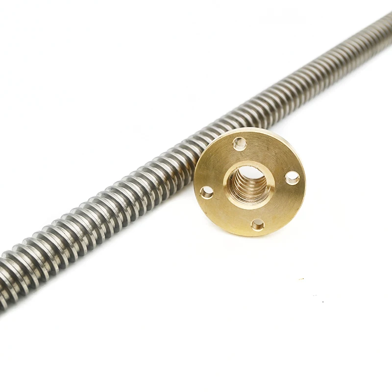 5mm 6mm Diameter 1mm 2mm Lead Pitch Strong Hardness China Trapezoidal Lead Screw Tr5x1 Tr5x2 Tr6x1 Length 550mm 500mm with nut