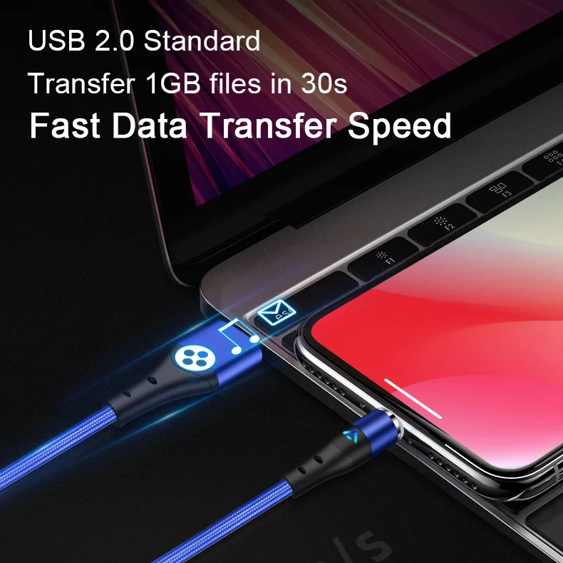 Top Selling 480mbps Data Transfer Usb Magnetic 360 Degree Rotating Data Cable Fast Charging Magnetic 3 in 1 Usb Cable