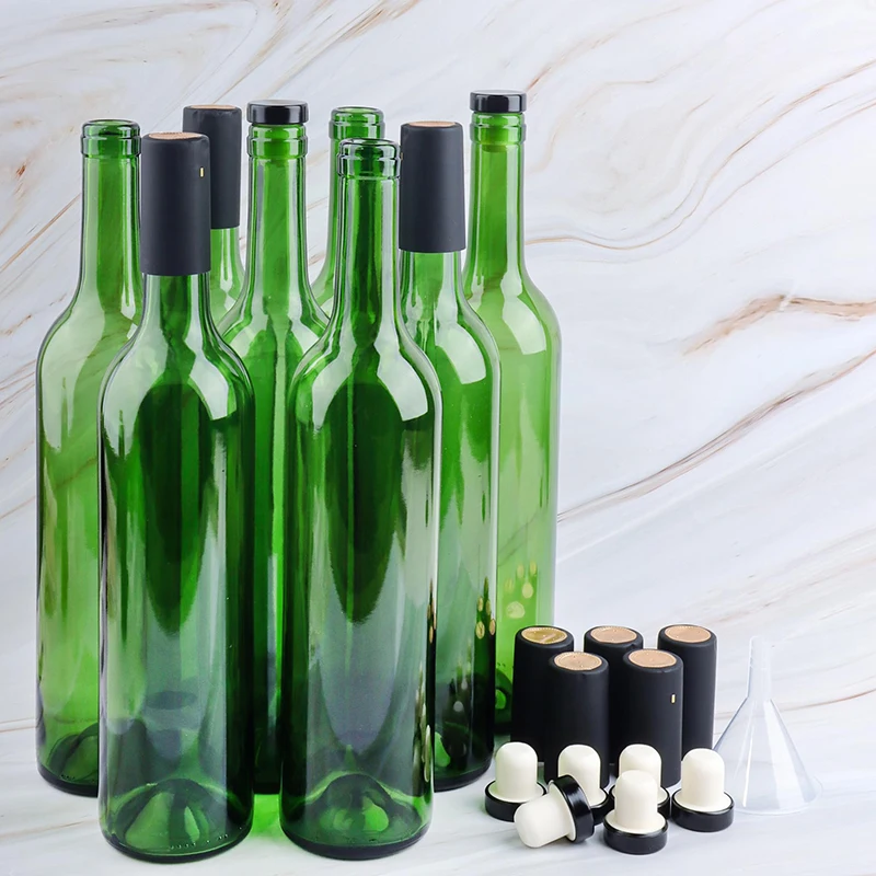 750 ml clear glass bottle with cork lid home brewing bottle for sparkling wine, juices, drinks