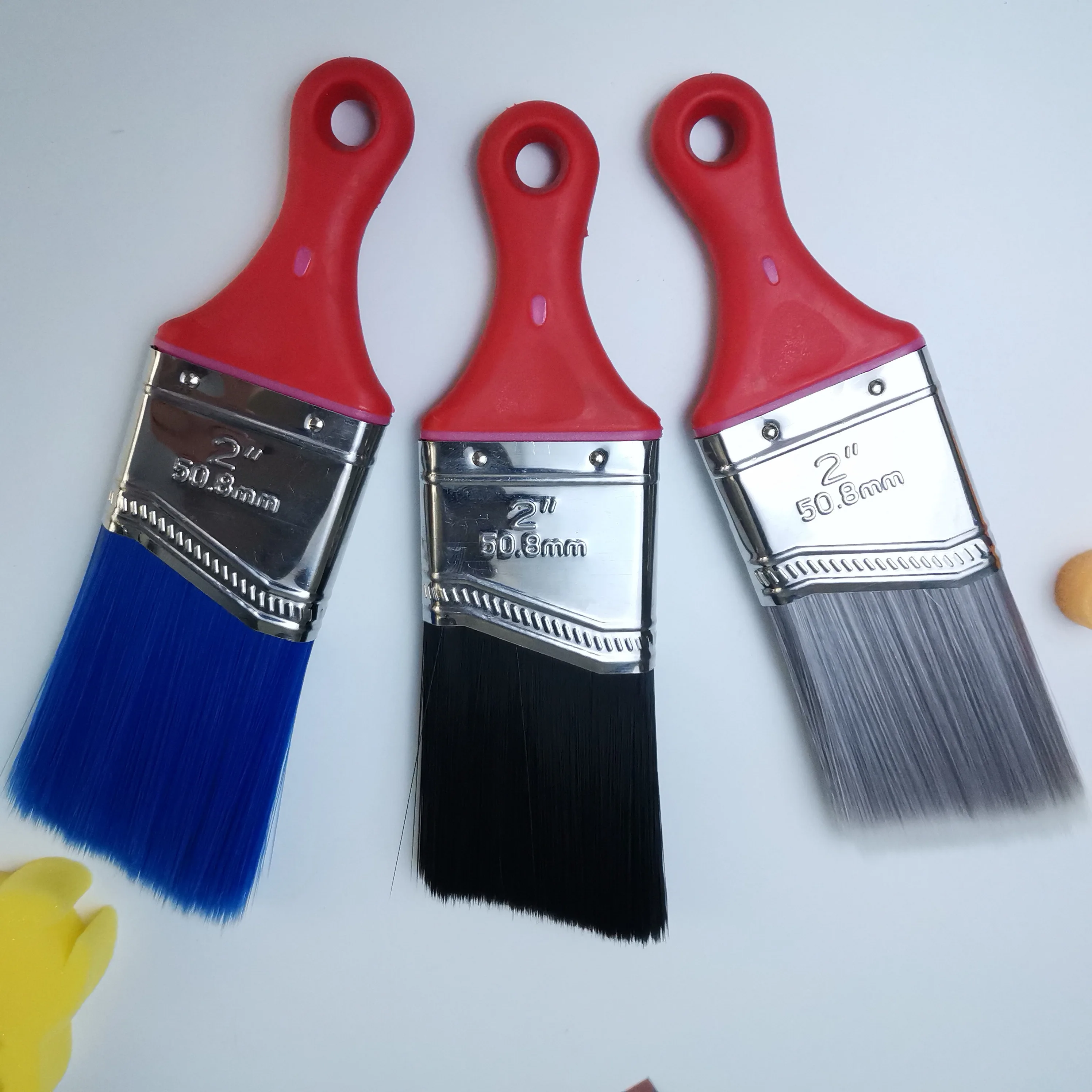 Wholesale Customizable Logo TPR Industrial Grade Polishing Angle Brush Yellow Synthetic Filament with Short Handle DIY Painting