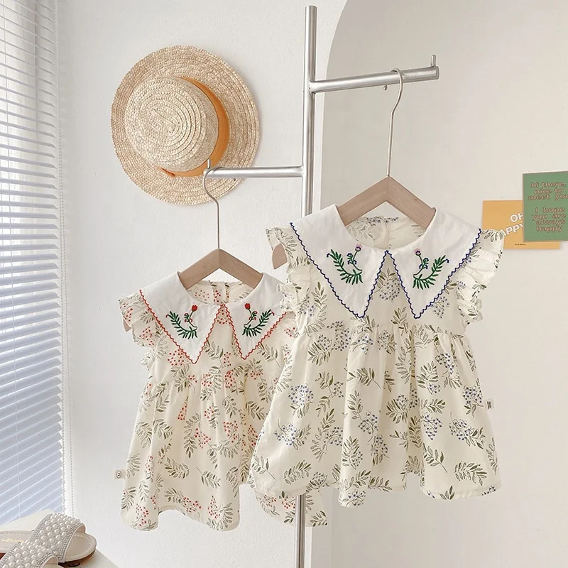 Girls Floral Dress 0-5 Years Old Summer Girl Baby Princess Dress Baby Short Sleeve Skirt