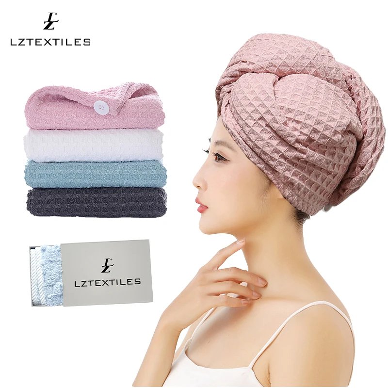 Wholesale  Super Absorbent Fast dry waffle microfiber  hair salon turban wrap head towel nature  Altra abserbent salon towel