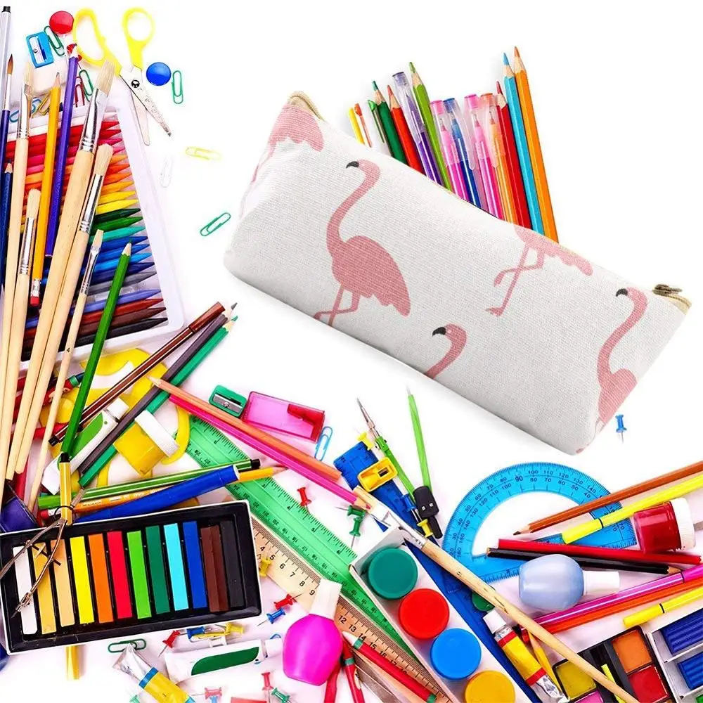 
Pencil Case Holder,Canvas Designed Cute Animal Zipper Bag Student Pencil Pen Case Box,Makeup Brush Bag 