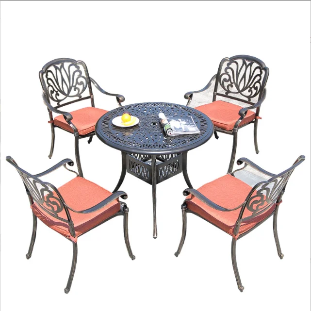 Outdoor cast aluminum table and chair wrought iron leisure balcony open-air garden courtyard set