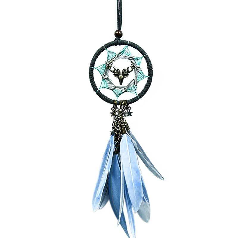 Factory Dream Catcher Car Interior Rearview Mirror Hanging Decor Feather Small Boho Car Charms Pendant Accessories Blessing