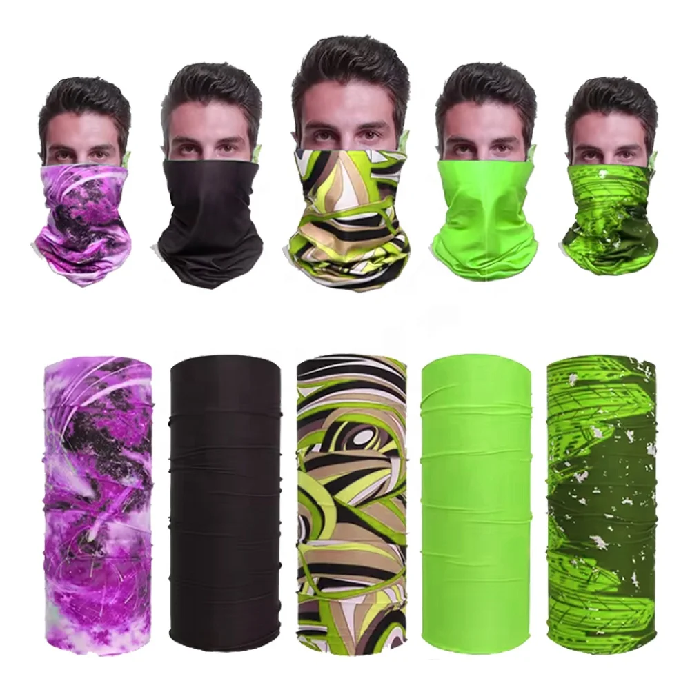 LOW MOQ Custom Design Face Mask With Ear Loops Outdoor Triangle Tube Bandana Scarf For Cycling Climbing Fishing rayon sarong