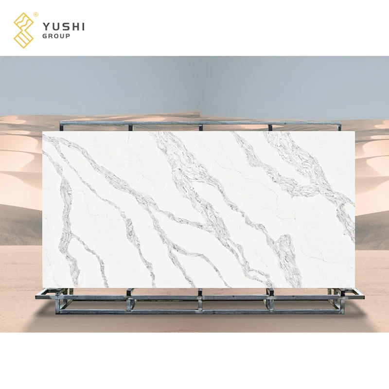 Yushi Group Китай оптовая продажа высокое качество Calacatta белый кварцевый камень плита искусственные камни для кухни столешница