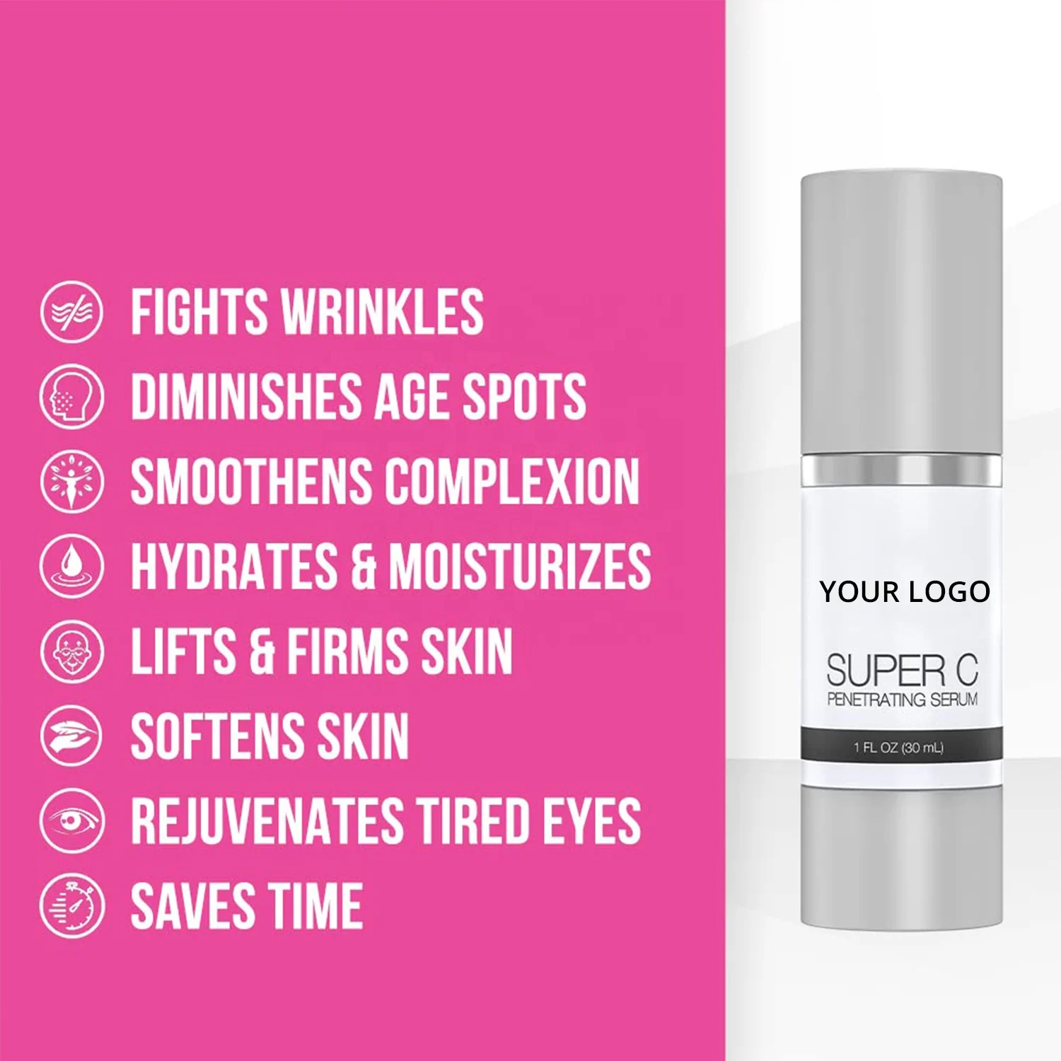 Private Label 30ML Smoothing Skin Moisturizing Whitening Anti Wrinkles Anti Aging Serum Super C Serum Penetrating Serum