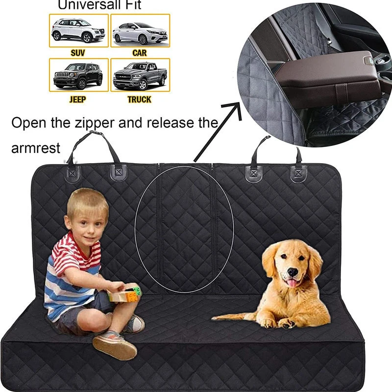 Luxury Dog Car Seat Cover 600D Heavy Durable Pets Hammock Back Seat Waterproof Scratch Proof Dog Hammock for Car with Side Flap