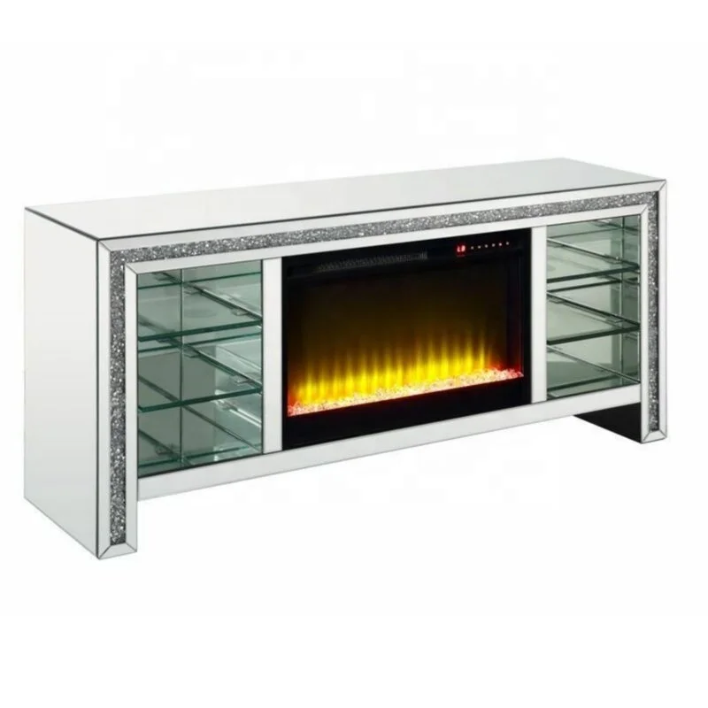 Simple modern living room home decor Noralie mirrored crystal diamond TV Stand furniture for TVs