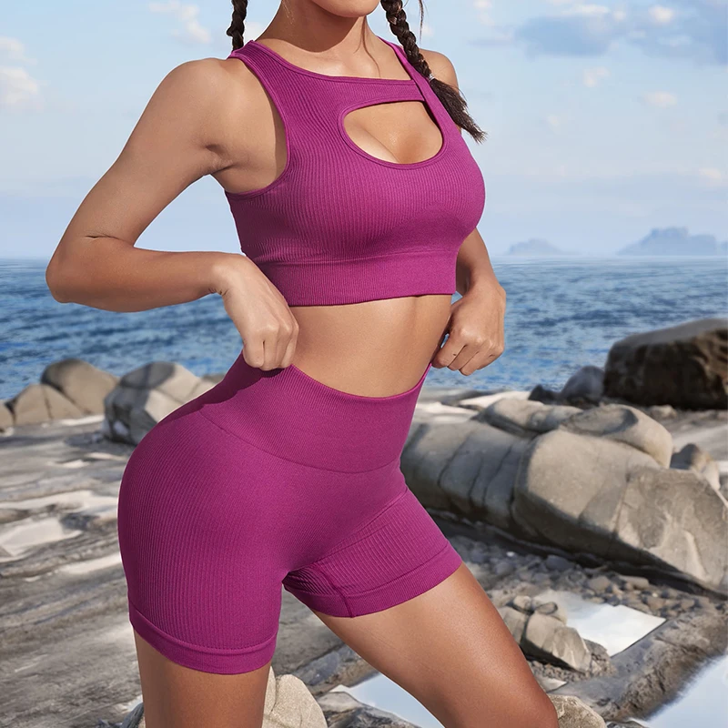 FLW Gym Wear Women 2 Piece Sets 2023 Sports Bra Workout Shorts Set Women Gym Yoga Fitness Sets