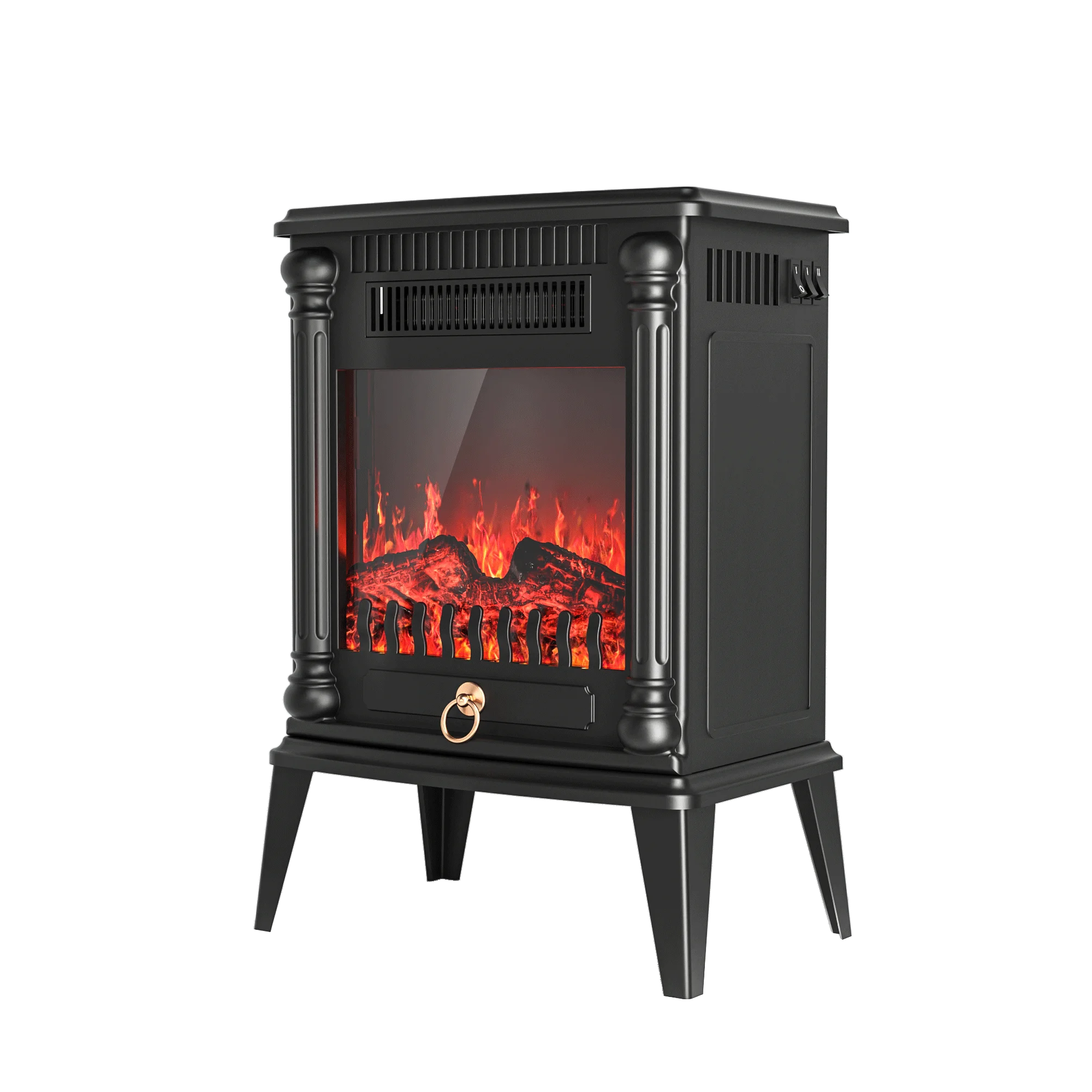 Hot selling single door pure black color 3D atomizing fireplace decoration