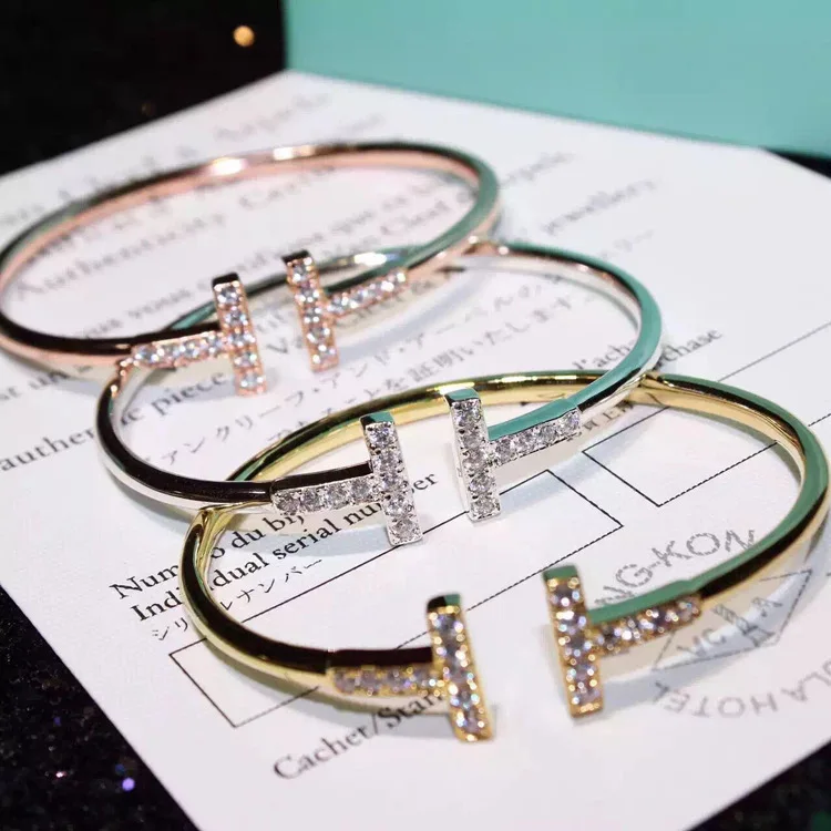 
diamond TT open bracelet female bracelet Tik Tok with the same style bracelet stainless steel 