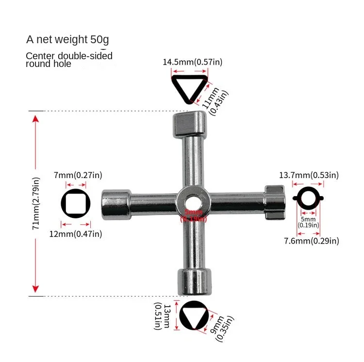 Multi-function 4 Way Alloy Triangle/square 4 In 1 Service Utility Cross Triangle/square Water Key For Train Electrical Elevator