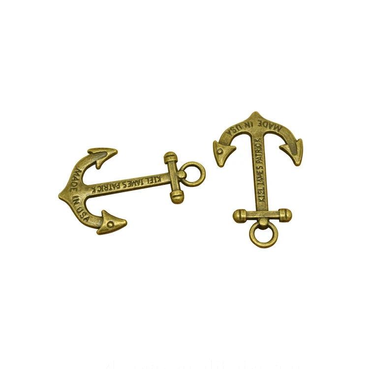 custom antique gold handmade metal anchor crafts engraving gold pin badges metal boat anchor keychains