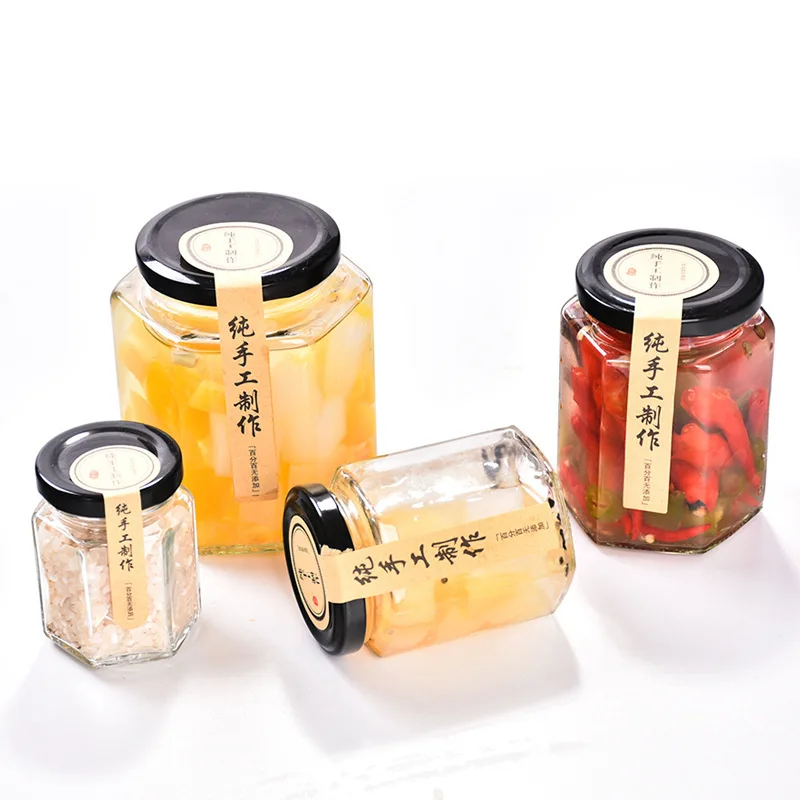 wholesale price available different sizes hexagon empty honey glass jar glass jar for honey honey glass jar premium