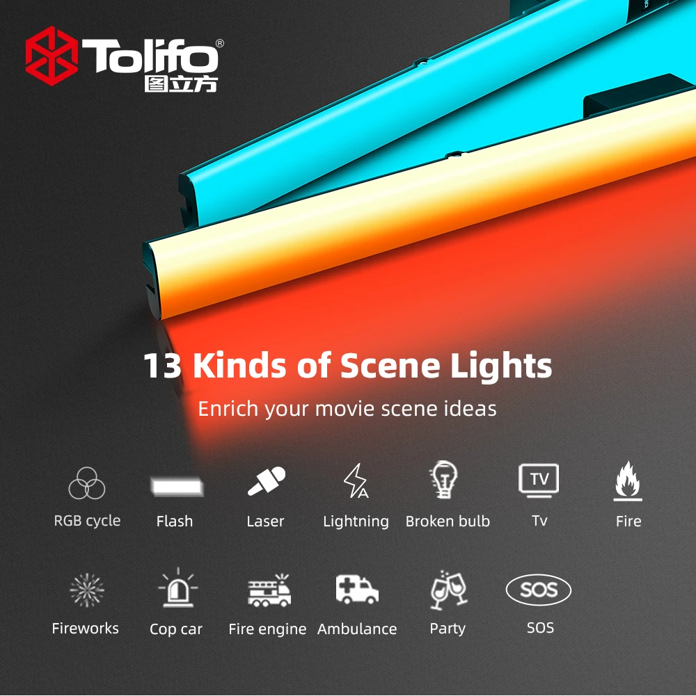 TOLIFO rgb led stick ST-20RGB handheld tube light for video studio photography led light wand