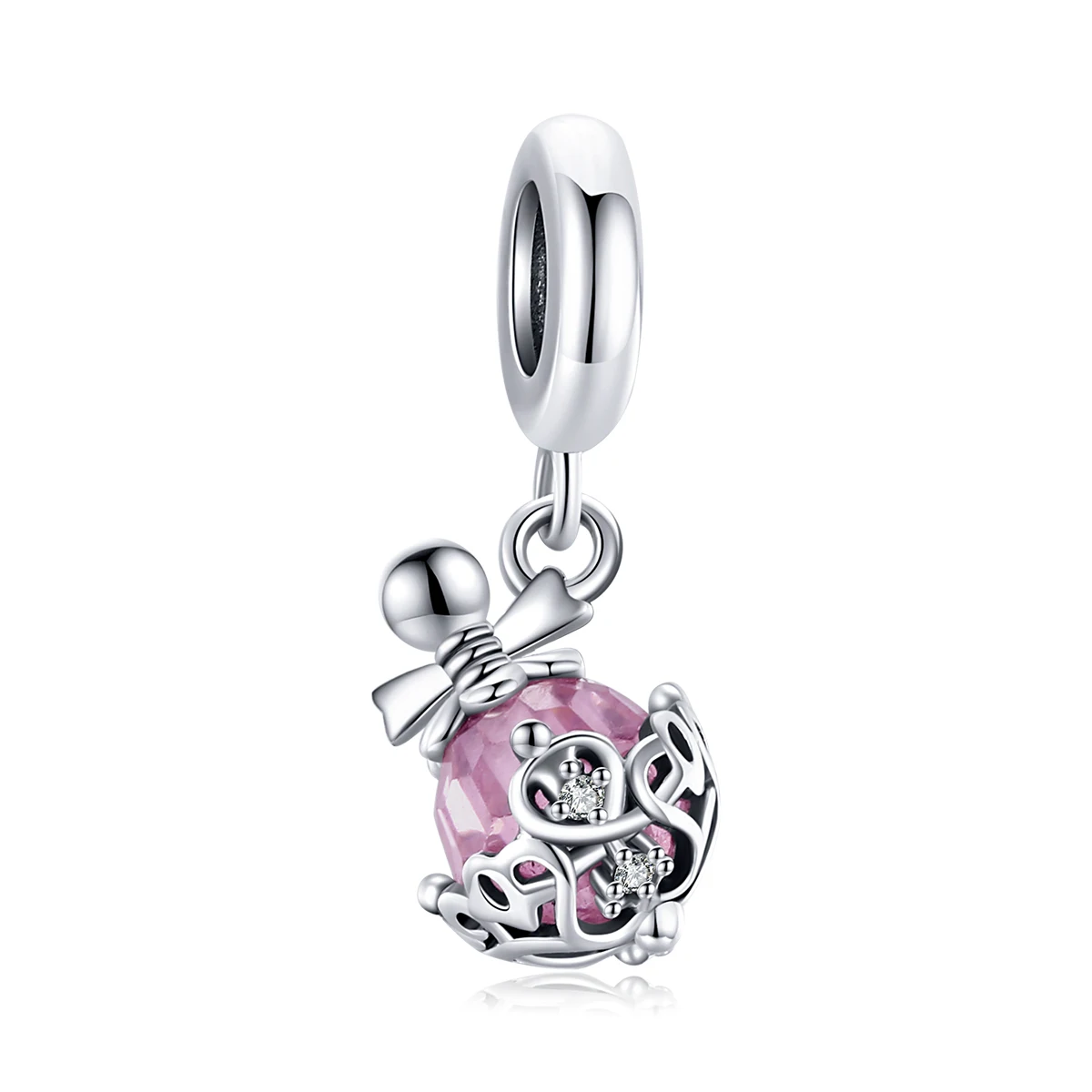 Pink CZ Gemstone Perfume Bottle Pendant Charm for Jewellery Making 925 Sterling Silver Dangle Charm Jewelry Gifts