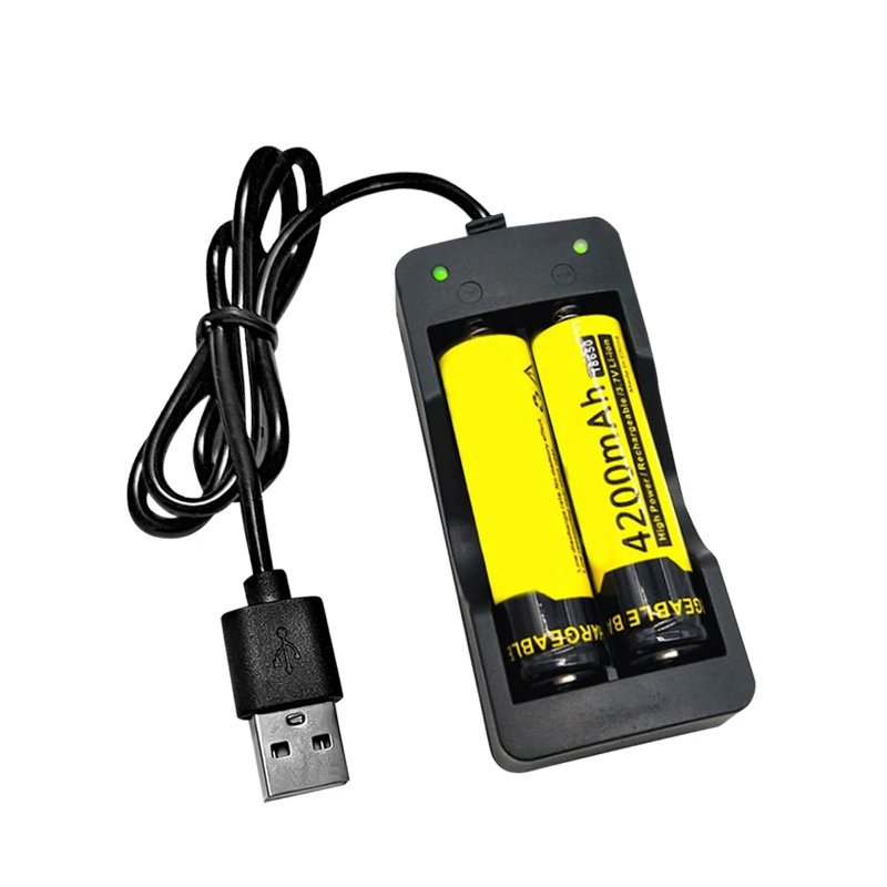 PUJIMAX Universal Dual Slots Battery Charger For 18650 Liion Batteries With USB Cable Electronic Equipment