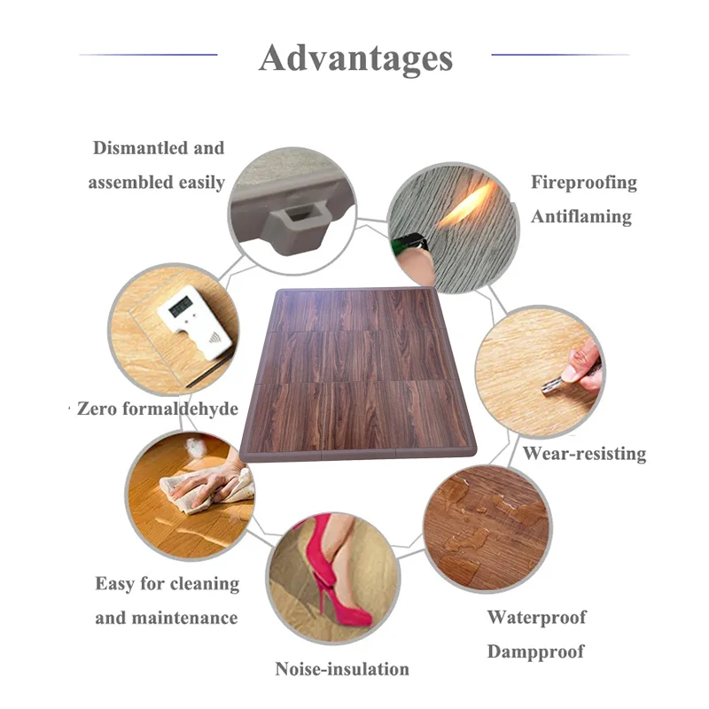 Anti-slip custom interlocking event dance floor disco black and white 3d vinyl pvc panels wedding dance floor tiles