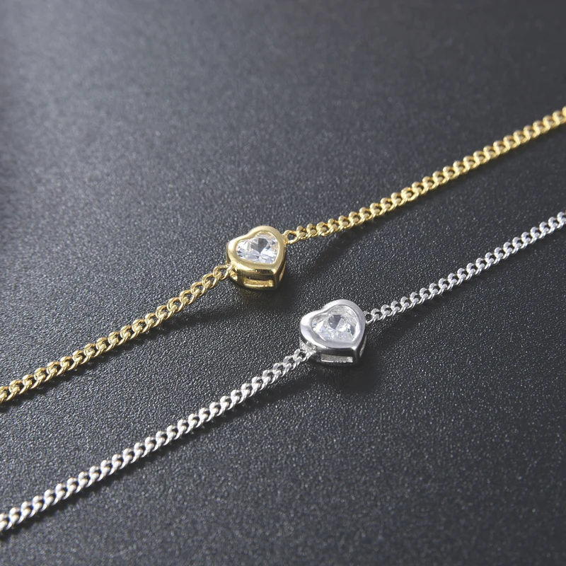 925 sterling silver cross/heart/star/clover black plated dainty small bracelet for gifts