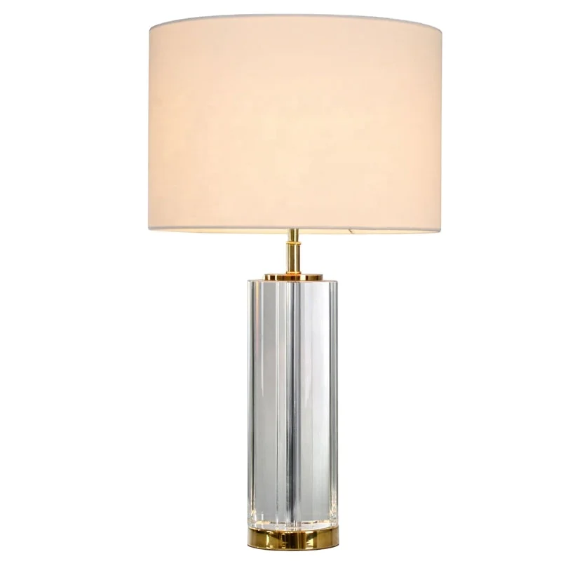 Modern Fabric Shade K9 solid Crystal Table Lamp for Decoration Living Room Guest Room Hotel Room light