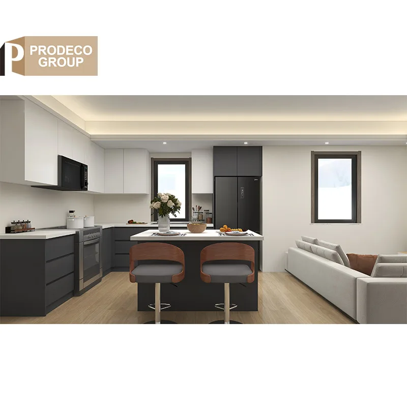 Prodeco Customised modern design corner kitchen tall sideboard buffet cabinet basket l shape full set for Villa