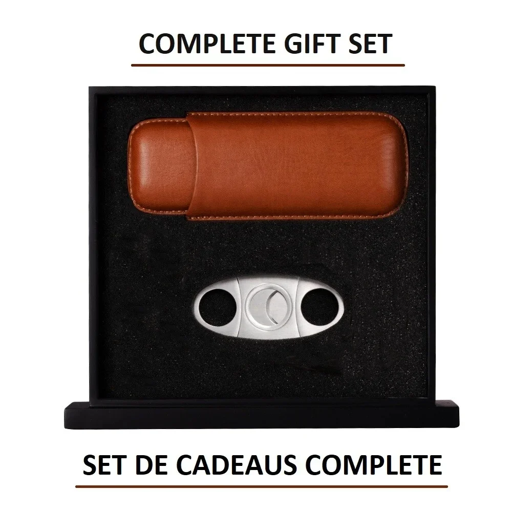 Handmade Cigar Humidors Box Set with Cigar Cutter and PU Leather Bag