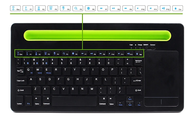 Awireless Customize Layout Qwerty Multi Device Keyboard Bluetooth Rachargable Trackpad Ergonomic Keyboard For Mobile Tablet