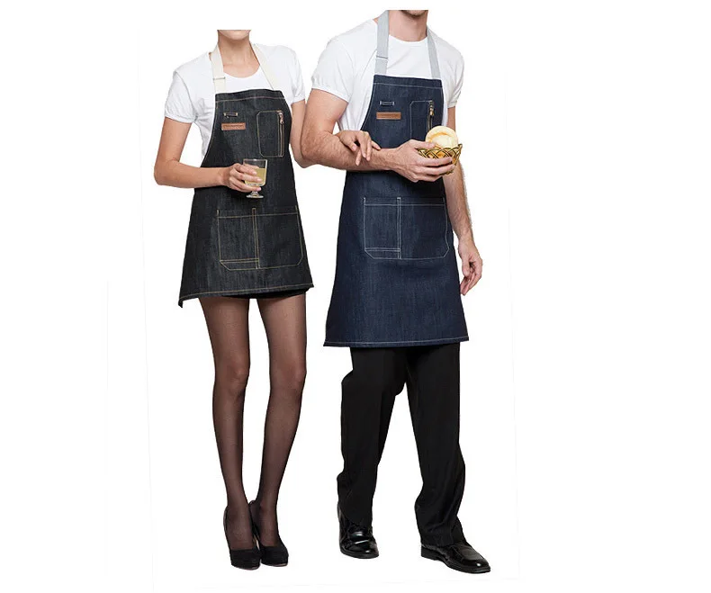 High quality barber cooking hairdressing denim cotton polyester aprons wholesale