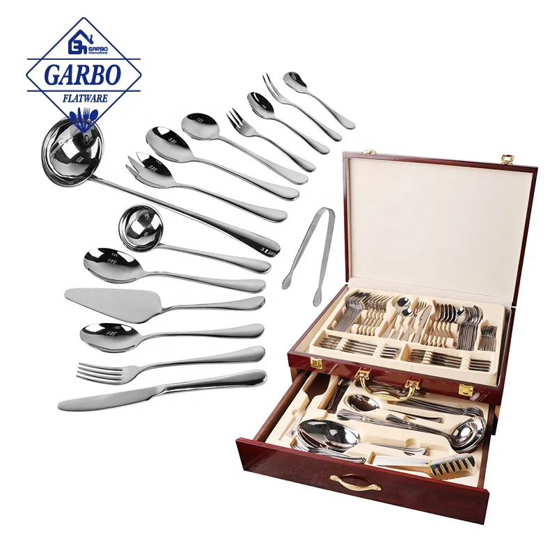 Portable silverware set 86 pieces luxurious stainless steel flatware set 18/10 premium case best kitchen utensils for home use