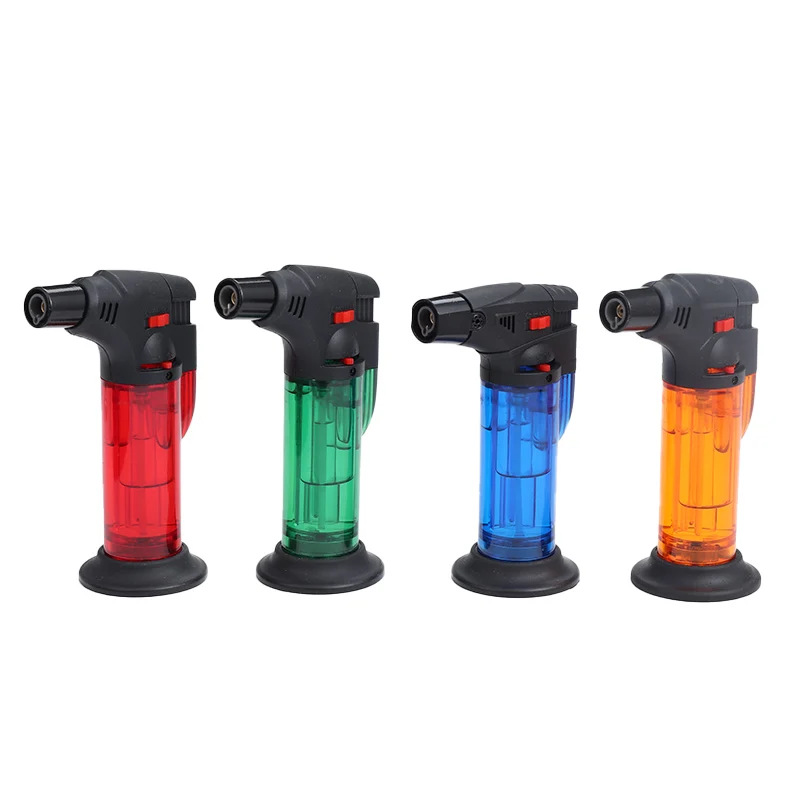 VIN0113 Popular Custom Logos Gas Windproof Lighter 118mm Plastic Refillable Spray Gun Gas Lighter