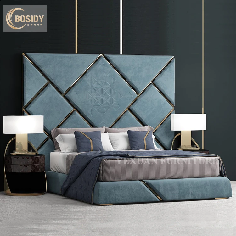 Customized made bedroom sets king size most modern top grain leather bed 2023 new design